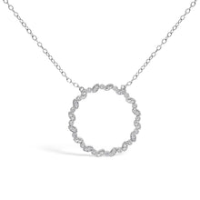 Load image into Gallery viewer, .925 Sterling Silver 1/7 Cttw Lab Grown Diamond Beaded Love Circle Pendant Necklace - Size 18 Inches
