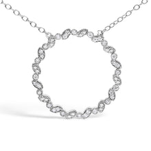 Load image into Gallery viewer, .925 Sterling Silver 1/7 Cttw Lab Grown Diamond Beaded Love Circle Pendant Necklace - Size 18 Inches
