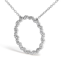 Load image into Gallery viewer, .925 Sterling Silver 1/7 Cttw Lab Grown Diamond Beaded Love Circle Pendant Necklace - Size 18 Inches
