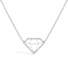 Load image into Gallery viewer, .925 Sterling Silver 1/7 Cttw Lab Grown Diamond Diamond Shaped Pendant Necklace - Size 18 Inches