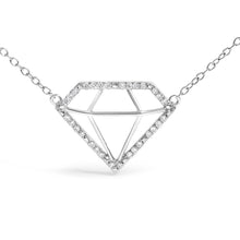 Load image into Gallery viewer, .925 Sterling Silver 1/7 Cttw Lab Grown Diamond Diamond Shaped Pendant Necklace - Size 18 Inches