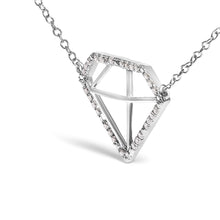 Load image into Gallery viewer, .925 Sterling Silver 1/7 Cttw Lab Grown Diamond Diamond Shaped Pendant Necklace - Size 18 Inches