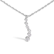 将图片加载到图库查看器,.925 Sterling Silver 1/4 Cttw Lab Grown Diamond Journey Pendant Necklace - 18" Inches