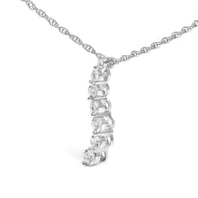 将图片加载到图库查看器,.925 Sterling Silver 1/4 Cttw Lab Grown Diamond Journey Pendant Necklace - 18" Inches