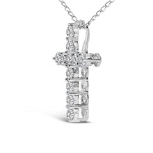 Load image into Gallery viewer, 14K White Gold 1/2 Cttw Lab Grown Diamond 11 Stone Cross Pendant Necklace