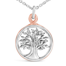 Load image into Gallery viewer, 14K Rose Gold Plated Sterling Silver Diamond Accent Tree of Life Pendant Necklace