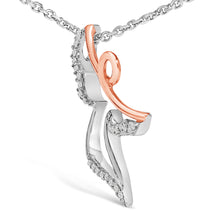 Load image into Gallery viewer, 14K Rose Gold Plated Sterling Silver 1/10 Cttw Diamond Angel Pendant Necklace