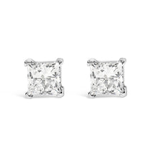 Load image into Gallery viewer, 14K White Gold 3/8 Cttw Lab Grown Princess-Cut Diamond 4-Prong Solitaire Stud Earrings (VS1-VS2 Clarity, F-G Color)