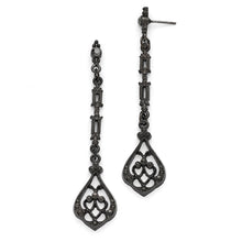 将图片加载到图库查看器,Black Plated Downton Abbey Arabesque Dangle Earrings