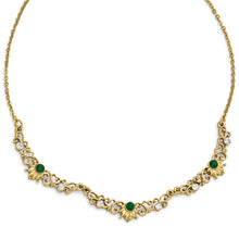 Load image into Gallery viewer, Gold Tone Downton Abbey Emerald Green Imperial Necklace