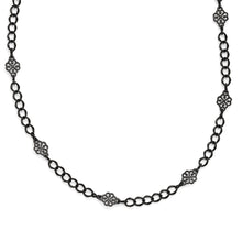 Load image into Gallery viewer, Black Plated Downton Abbey Wide Link Flower Opera Necklace