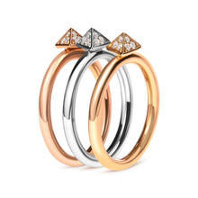 Load image into Gallery viewer, 14K Tri Color Gold 1/3 Cttw Diamond Pyramid Stackable Band Ring Set (G-H Color, SI1-SI2 Clarity) - Size 7