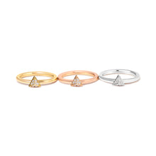 Load image into Gallery viewer, 14K Tri Color Gold 1/3 Cttw Diamond Pyramid Stackable Band Ring Set (G-H Color, SI1-SI2 Clarity) - Size 7