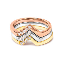 Load image into Gallery viewer, 14K Gold 1/4 Cttw Diamond Geometrical Chevron V Stackable Band Ring Set (G-H Color, SI1-SI2 Clarity) - Size 7