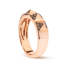 Load image into Gallery viewer, 14K Rose Gold 1/4 Cttw Brown Diamond Pyramid Band Ring (Brown Color, SI1-SI2 Clarity)- Size 7