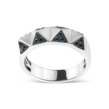 Load image into Gallery viewer, 14K White Gold 1/4 Cttw Treated Blue Diamond Pyramid Band Ring (Blue Color, SI1-SI2 Clarity)- Size 7
