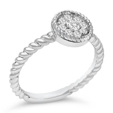 Load image into Gallery viewer, Sterling Silver 1/4 Cttw Diamond Floral Round Braided Ring