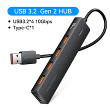 Load image into Gallery viewer, Vention Usb Hub 4 Port ABS Hub USB 3.2 10Gbps for Laptop Multi Splitter Adapter For Xiaomi Macbook PC Computer Accessories