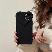 Load image into Gallery viewer, Fashion Cool Black Love Heart Phone Case For iPhone 14 13 Pro Max 12 11 XR XS Dustproof Soft Shockproof Back Cover Luxury Soft Back Cover Raised Full Camera Protection Bumper Silicone Shockproof Phone Case