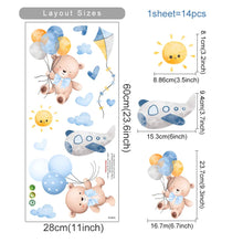 将图片加载到图库查看器,Pink Cartoon Bear Wall Stickers for Kids & Nursery Room Decor