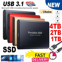 Load image into Gallery viewer, External Hard Drive SSD 4TB - USB 3.0 Solid Disk Fast Transfer Shockproof Large Backup Plug & Play Compatible with Mac/PC/Phones