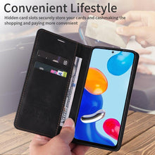Load image into Gallery viewer, Wallet Flip Leather Case For Xiaomi Redmi 10 10C 9A 9C 9T Note 11 Pro 10S 10 Pro 9 Pro 8T 7 Poco F3 X3 X4 Pro M3 M4 Pro M5s 11T Leather Finish Inbuilt Stand & Pockets Wallet Style Flip Back Case