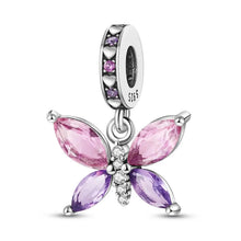 将图片加载到图库查看器,Original 925 Sterling Silver Colorful Butterfly Charms Beads - Fit S925 Bracelet & Necklace, Zircon Accents, Fine DIY Birthday Jewelry Pendant