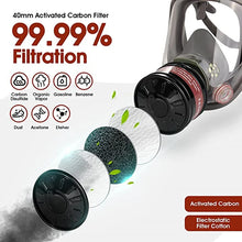 Load image into Gallery viewer, Full face respirator - mask with 40 mm gas filter canister for industrial gases, chemical, polishing, welding, spraying Gas mask