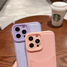 Load image into Gallery viewer, Luxury Leather Square Silicone Wallet Card Holder Phone Case For iPhone 13 12 11 14 Pro Max XS XR X Shockproof Cover Luxury Shockproof Phone Case