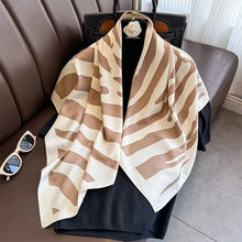 Load image into Gallery viewer, 90x90cm Square Silk-Feel Scarf – Luxury Women’s Shawl & Head Wrap