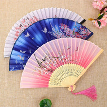 Load image into Gallery viewer, Hand Fan Foldable Silk Fan Noodles Bamboo Fan Bones Halloween Cosplay Prop Christmas Wedding Decoration Party Gifts Art Crafts
