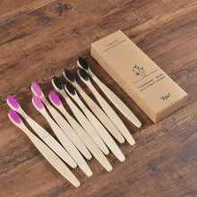 Load image into Gallery viewer, 10Pcs Colorful Toothbrush Natural Bamboo Tooth Brush Sets Soft Bristle Charcoal Teeth Eco Bamboo Toothbrushes Dental Oral Care