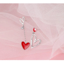 Load image into Gallery viewer, Korean Black Heart Dangle Earrings โ Asymmetric Love Drop Jewelry