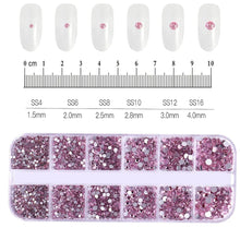 Load image into Gallery viewer, 12 Grids Mixed Nail Rhinestones - SS6-SS30 Flat-Back Glass Gems for Nail Art