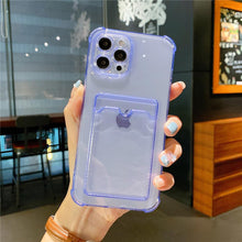 将图片加载到图库查看器,Transparent Card Slot Holder Case for iPhone 13 11 12 14 Pro Max Mini Clear Shockproof Soft Wallet Cover Clear Phone Case with Card Holder Slim Protective Soft Shock Absorbing Case with Card Holder