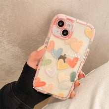 Load image into Gallery viewer, Cute Love Heart Soft Shockproof Bumper Transparent Phone Case For iPhone 12 13 Pro Max Silicone Back Cover Case Cute Side Small Pattern for Women Girls Soft Silicone Shockproof Protective Cover