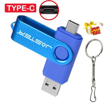 Load image into Gallery viewer, TYPE-C USB Flash Drive 128GB Real Capacity Pen Drive 64GB Free Key Chain Memory Stick Creative Business Gift Red U Disk Blue 32G