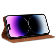 Load image into Gallery viewer, Wallet Skin Friendly Magnetic Flip With Card Slot Leather Case For iPhone 14 Pro Max 13 12 11 SE X XR XS Max Popular PU Leather Impact Resistant Built-In Magnet Card Holder Pockets Stand Function
