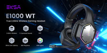 Load image into Gallery viewer, EKSA 2.4GHz Wireless Headphones E1000 WT 7.1 Surround Wired Gaming Headset Gamer with ENC Mic Low Latency for PC/PS4/PS5/Xbox