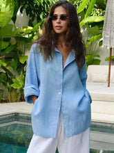 Load image into Gallery viewer, Women’s 100% Cotton Casual Shirt – Spring Summer Loose Fit Button-Down Cardigan Blouse, Solid Color Lightweight Top