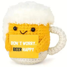 将图片加载到图库查看器,Funny Crochet Emotional Support Coffee Doll With Card Desktop Ornament Handmade Knitted Coffee Dolls Christmas Gifts Home Decor