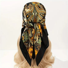 Load image into Gallery viewer, Satin Square Scarf – Elegant 2025 Print Hijab, Shawl & Hair Wrap