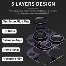 Load image into Gallery viewer, Camera Lens Metal Protector Glass For iPhone 14 Pro 13Pro 13 12 Pro Max Plus Full Cover Lens Protective Cap For iPhone 13 14Pro Tempered Glass Lens Film Metal Camera Screen Protection HD Clear Lens Protector