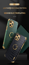 Load image into Gallery viewer, Crocodile Leather Case For iPhone 13 12 Mini Shockproof Magnetic Ring Holder Phone Cover Ultra-thin Soft Crocodile Leather Shockproof Bumper With Ring Bracket Protective Cover for iPhone