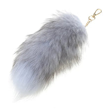 Load image into Gallery viewer, Plush-Fox Tail Keychain Furry Racoon Tail Keyring Keychain 28cm Animal Tail Key-Pendant Pompoms Keyring Holder Bag-Decor