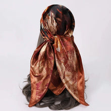 Load image into Gallery viewer, Satin Square Scarf – Elegant 2025 Print Hijab, Shawl & Hair Wrap