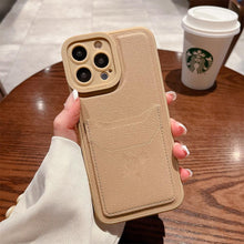 Load image into Gallery viewer, Luxury Leather Square Silicone Wallet Card Holder Phone Case For iPhone 13 12 11 14 Pro Max XS XR X Shockproof Cover Luxury Shockproof Phone Case