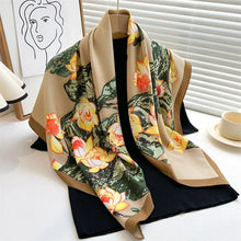 Load image into Gallery viewer, 90x90cm Square Silk-Feel Scarf – Luxury Women’s Shawl & Head Wrap