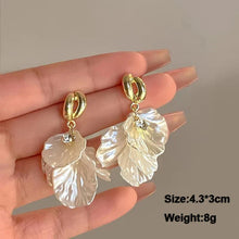Load image into Gallery viewer, White Flower & Butterfly Dangle Earrings β Acrylic Pearl Heart Jewelry