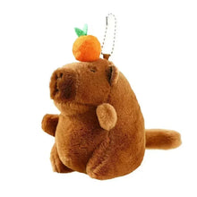 Load image into Gallery viewer, Plush Capybara Keychain – Cute Persimmon Wagging Tail Pendant Toy